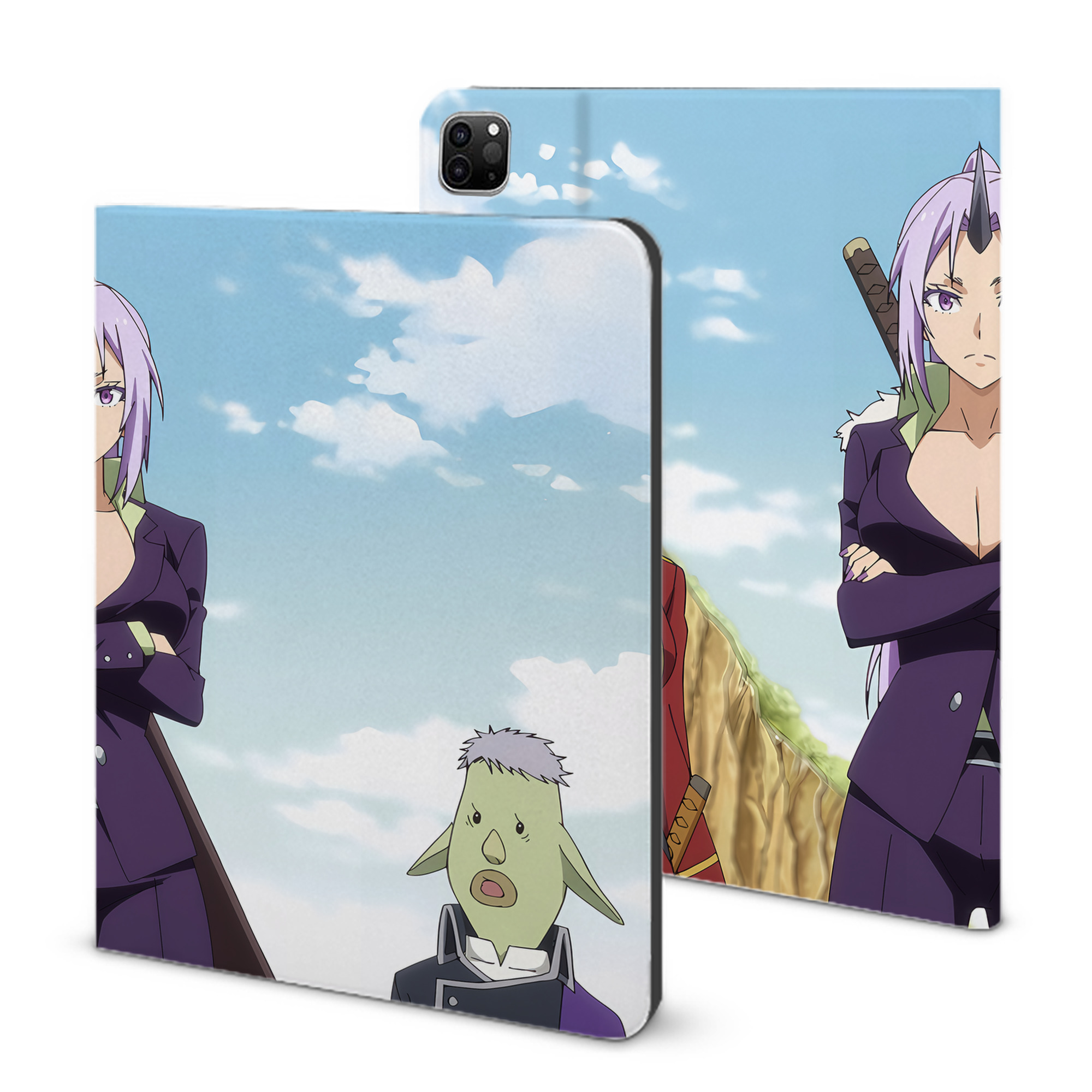 （画像用） 転スラ Regarding Reincarnated to Slime IPad ケース ブック型 PUレザー TPU 耐衝撃 軽量 薄型 ペン収納なし 全面保護 IPad 各モデル対応